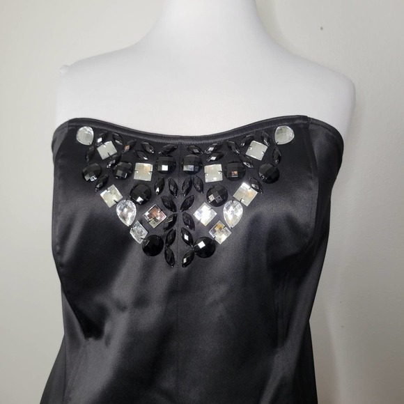 Lane Bryant Black Strapless Embellished Satin Corset Top Women Size 18 - Picture 4 of 9